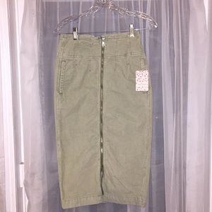 Free People DoubleEnded ZipperLong Corduroy Skirt